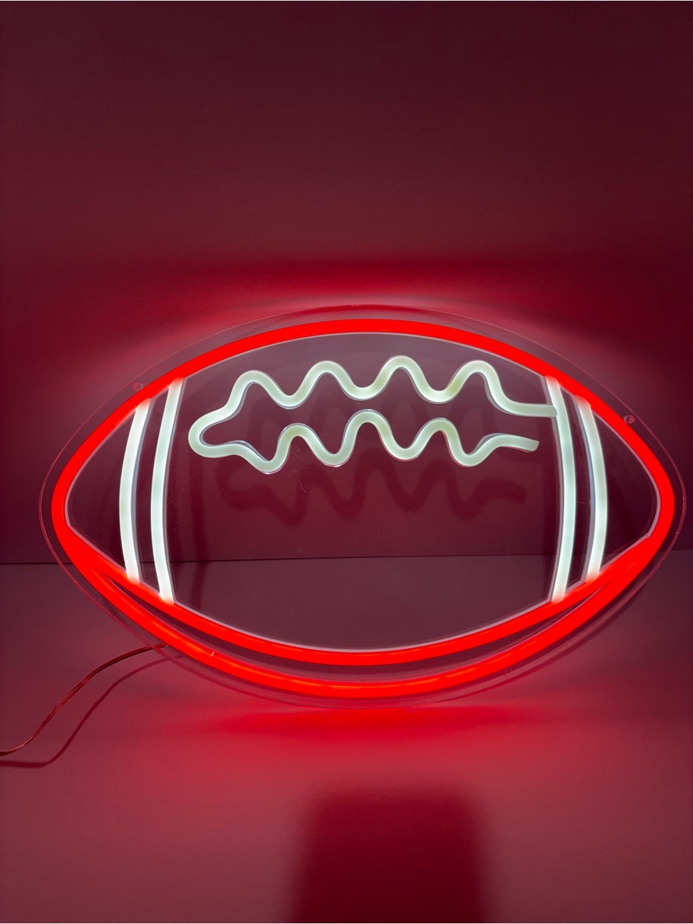 LED Football Neon Sign Light Red White Wall Decor Man Cave Bar Sports Room USB